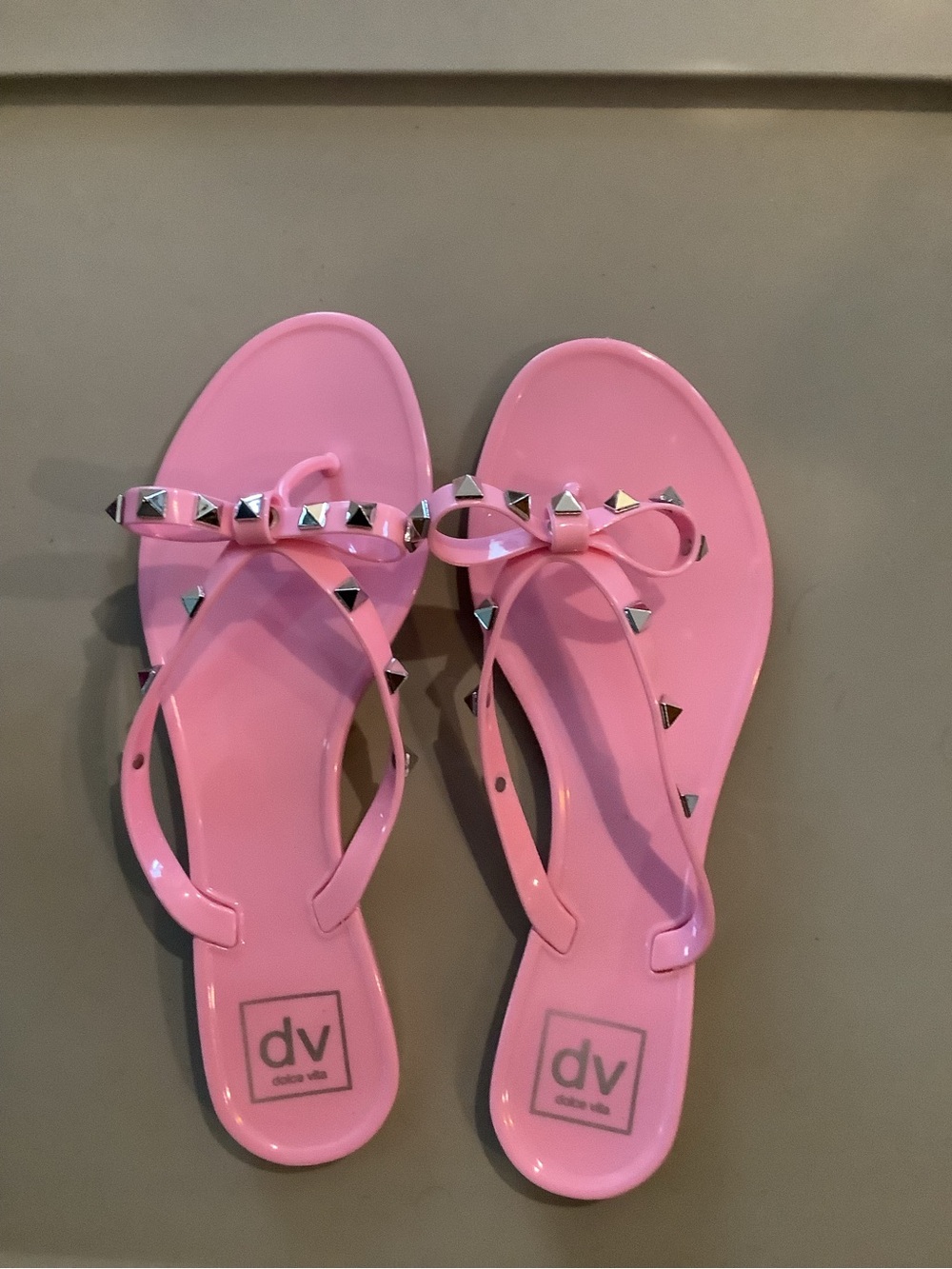 Dolce Vita Pink Studded Bow Jelly Thong Sandals Size 8 Brand New